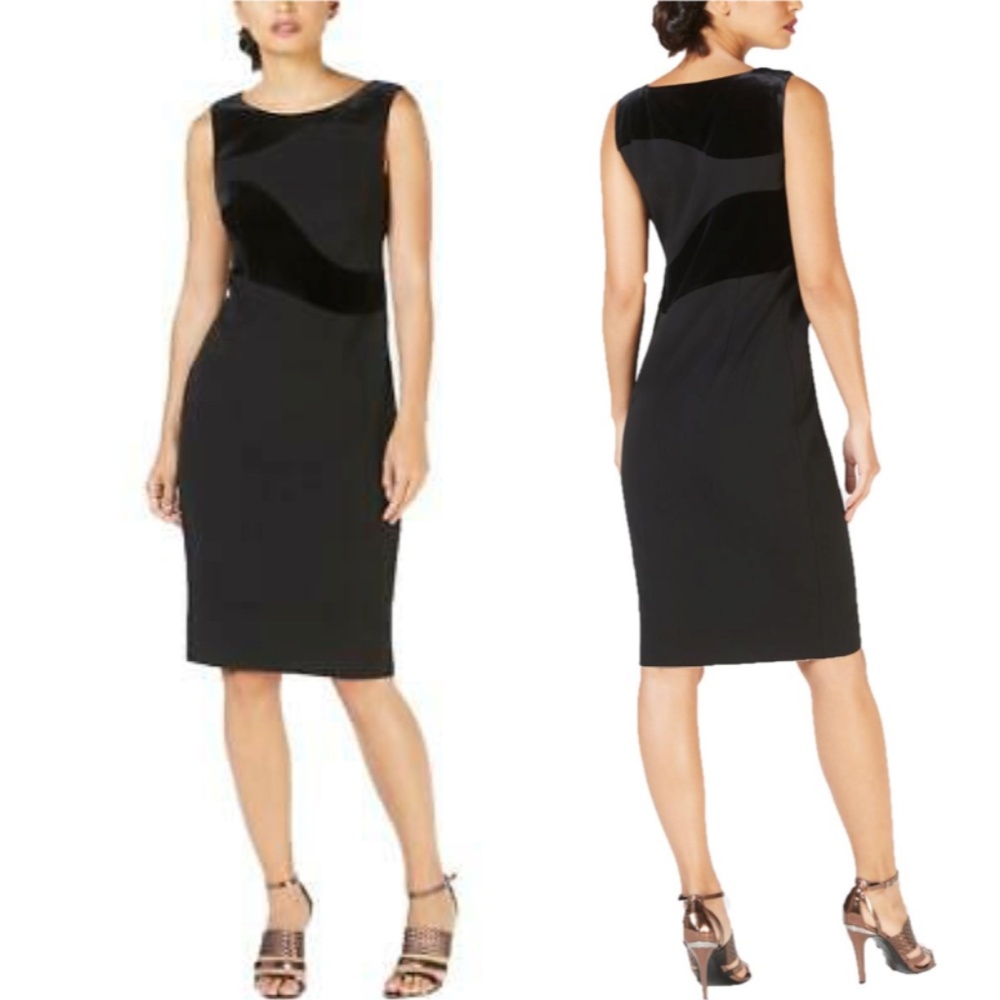Calvin Klein Solid Sheath with Velvet Detail